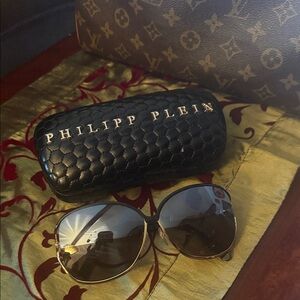 Philipp Plein Silver and Black Sunglasses
